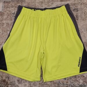 Russell Athletic Men's Neon Yellow and Black Athletic Shorts